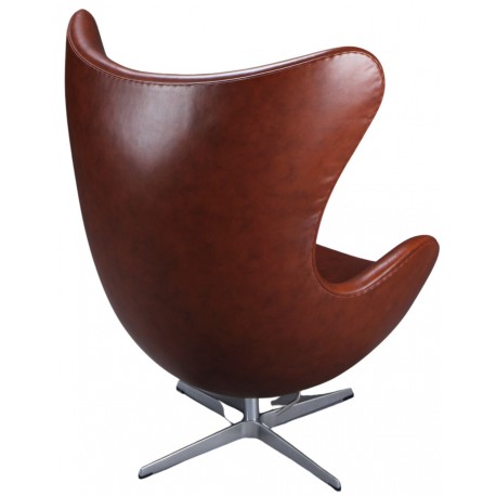 Arne Jacobsen. Derin konyak rengi yarı anilin deri döşemeli koltuk 'The Egg'