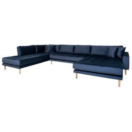 Carl Knudsen | Corner Sofa with Right Chaise Lounge | Dark blue Velvet