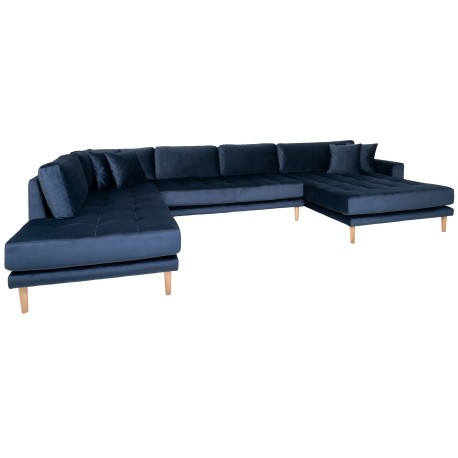 Carl Knudsen | Corner Sofa with Right Chaise Lounge | Dark blue Velvet