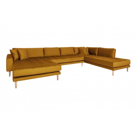 Carl Knudsen | Corner Sofa with Left Chaise Lounge | Mustard yellow velor