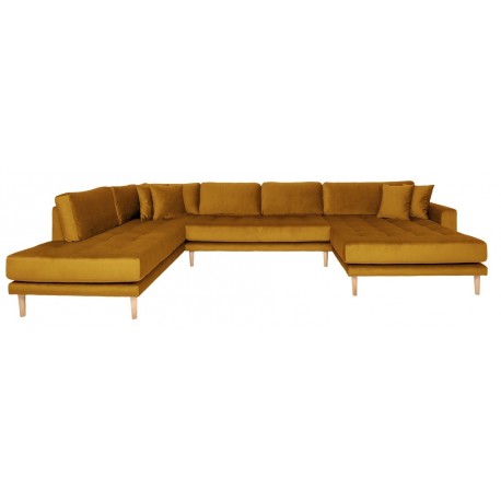 Carl Knudsen | Corner Sofa with Right Chaise Lounge | Mustard yellow velor