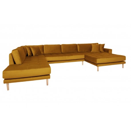 Carl Knudsen | Corner Sofa with Right Chaise Lounge | Mustard yellow velor