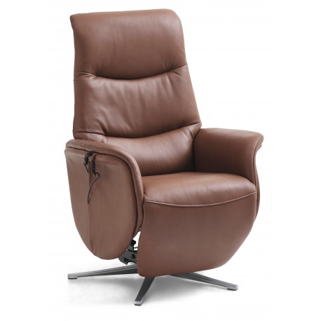 Bellahøj Armchair with Built-in Footrest and Lift Function | Cognac Semianiline leather