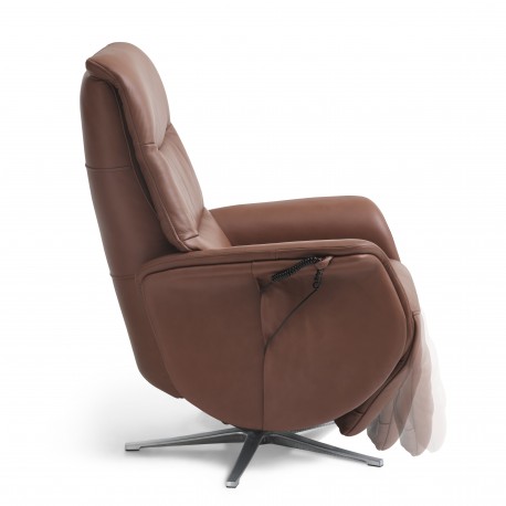 Bellahøj Armchair with Built-in Footrest and Lift Function | Cognac Semianiline leather