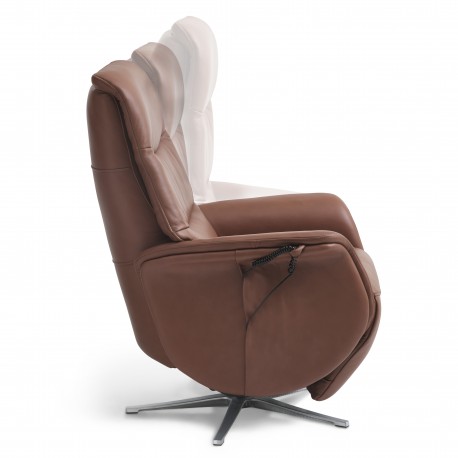 Bellahøj Armchair with Built-in Footrest and Lift Function | Cognac Semianiline leather