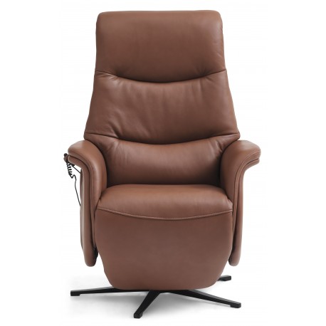 Bellahøj Armchair with Built-in Footrest and Lift Function | Cognac Semianiline leather