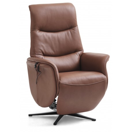 Bellahøj Armchair with Built-in Footrest and Lift Function | Cognac Semianiline leather