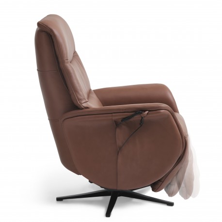 Bellahøj Armchair with Built-in Footrest and Lift Function | Cognac Semianiline leather