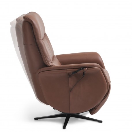 Bellahøj Armchair with Built-in Footrest and Lift Function | Cognac Semianiline leather