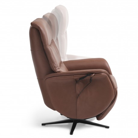 Bellahøj Armchair with Built-in Footrest and Lift Function | Cognac Semianiline leather