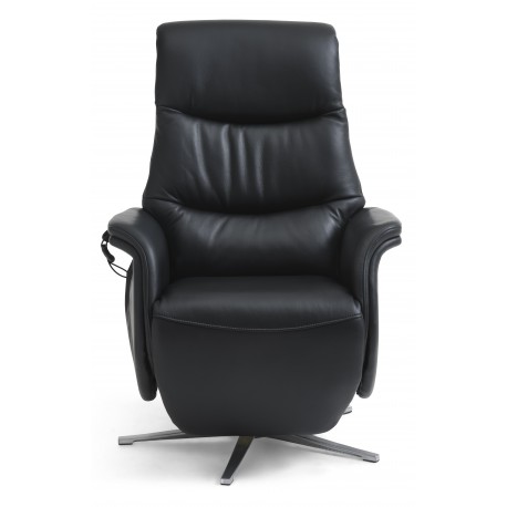 Bellahøj Armchair with Built-in Footrest and Lift Function | Black Semianiline leather