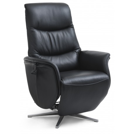 Bellahøj Armchair with Built-in Footrest and Lift Function | Black Semianiline leather