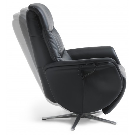 Bellahøj Armchair with Built-in Footrest and Lift Function | Black Semianiline leather