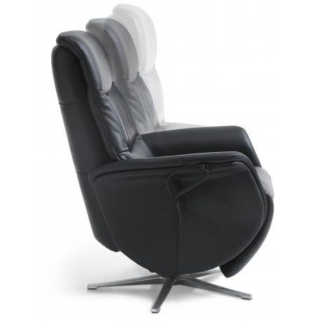 Bellahøj Armchair with Built-in Footrest and Lift Function | Black Semianiline leather