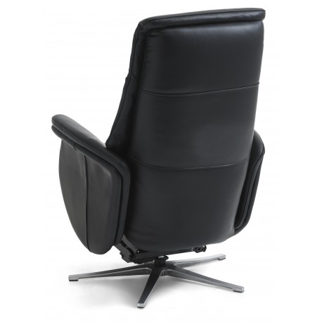 Bellahøj Armchair with Built-in Footrest and Lift Function | Black Semianiline leather