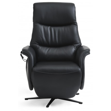 Bellahøj Armchair with Built-in Footrest and Lift Function | Black Semianiline leather