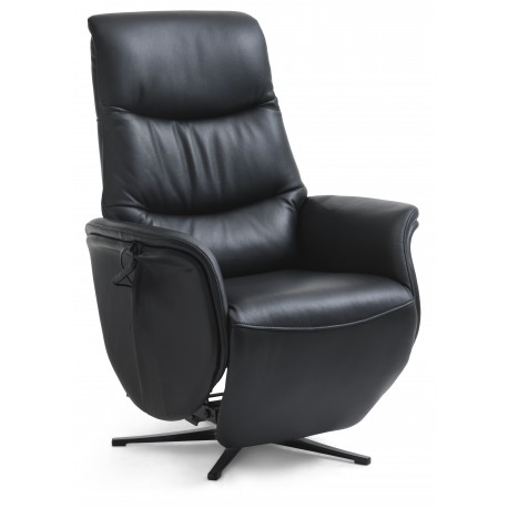 Bellahøj Armchair with Built-in Footrest and Lift Function | Black Semianiline leather