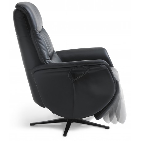 Bellahøj Armchair with Built-in Footrest and Lift Function | Black Semianiline leather