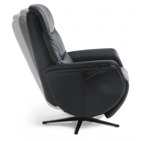 Bellahøj Armchair with Built-in Footrest and Lift Function | Black Semianiline leather