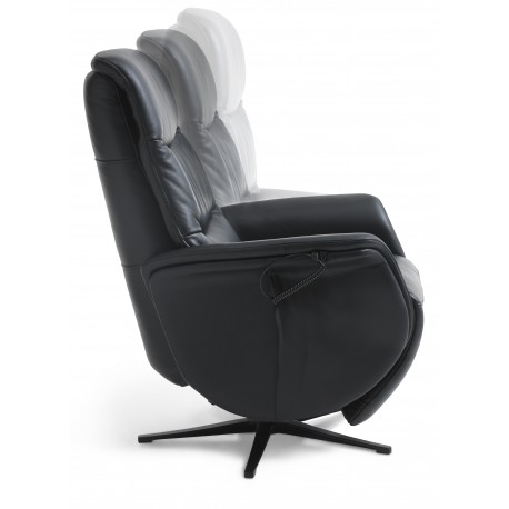 Bellahøj Armchair with Built-in Footrest and Lift Function | Black Semianiline leather