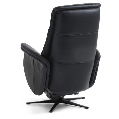 Bellahøj Armchair with Built-in Footrest and Lift Function | Black Semianiline leather